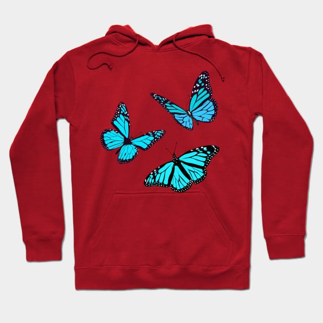 Beautiful Blue butterfly illustrations Hoodie by Holailustra